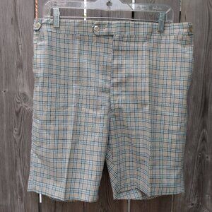 Vintage 60s Men's Plaid Shorts Rothstein Blue Yellow Green Koratron Fortrel